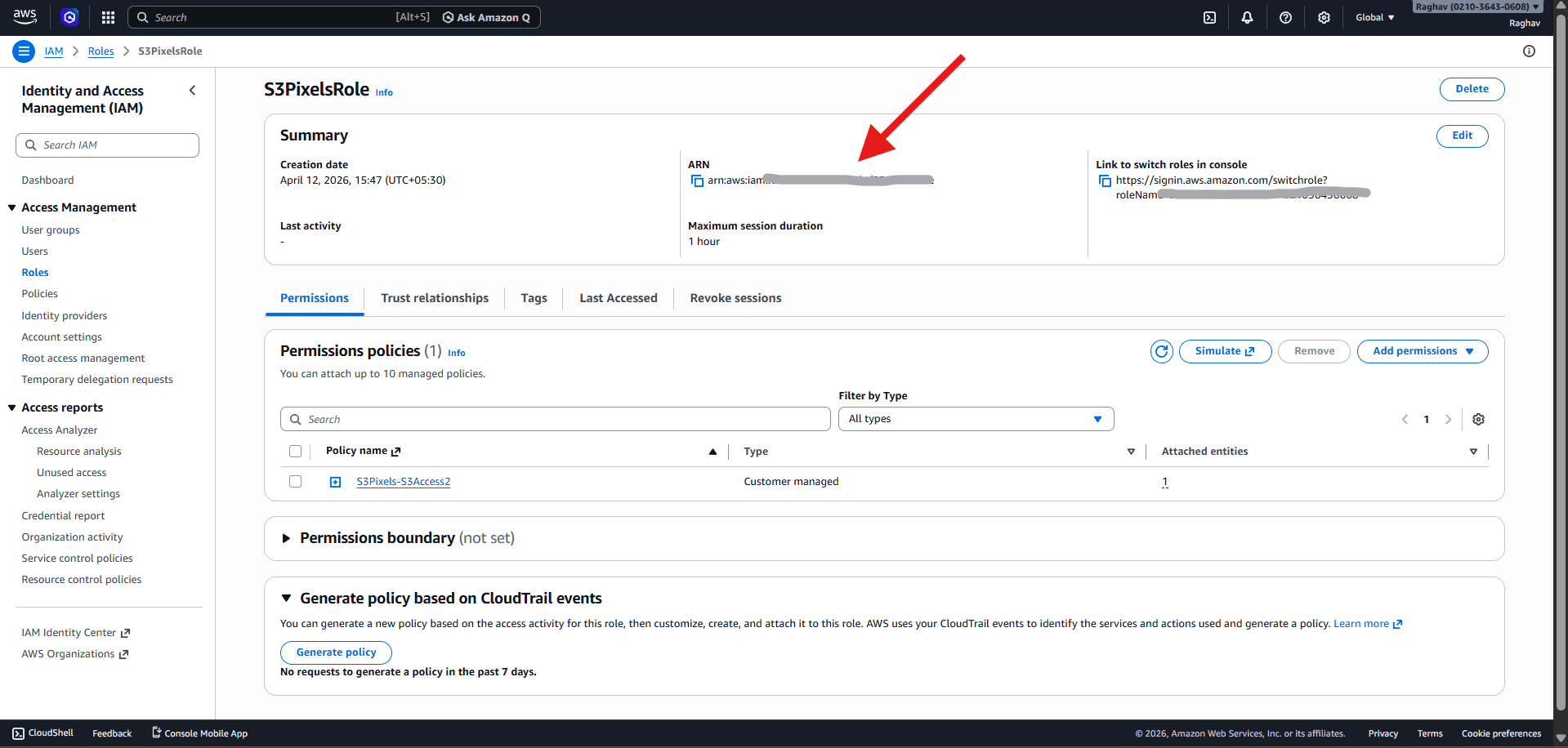 Step 16: Copy the Role ARN